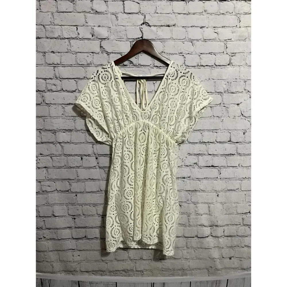 LA CLASS White Eyelet Lace Dress Large
